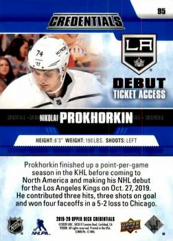 2019-20 Upper Deck Credentials #95 Nikolai Prokhorkin Back