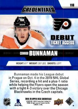 2019-20 Upper Deck Credentials #116 Connor Bunnaman Back