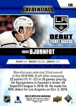 2019-20 Upper Deck Credentials #136 Tobias Bjornfot Back