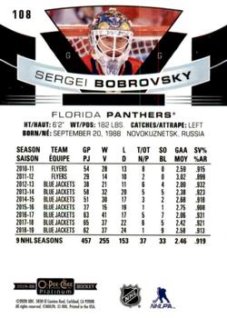 2019-20 O-Pee-Chee Platinum #108 Sergei Bobrovsky Back