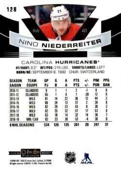 2019-20 O-Pee-Chee Platinum #128 Nino Niederreiter Back