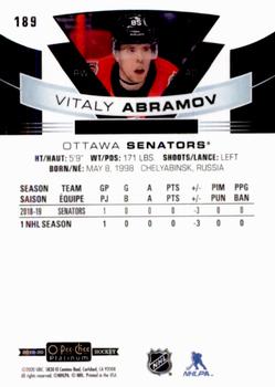 2019-20 O-Pee-Chee Platinum #189 Vitaly Abramov Back