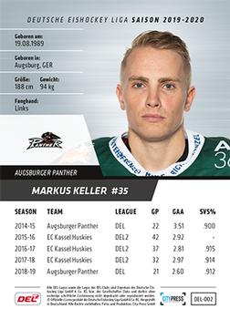 2019-20 Playercards (DEL) #DEL-002 Markus Keller Back