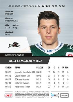2019-20 Playercards (DEL) #DEL-010 Alex Lambacher Back