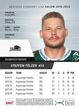 2019-20 Playercards (DEL) #DEL-020 Steffen Tölzer Back