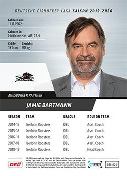 2019-20 Playercards (DEL) #DEL-025 Jamie Bartman Back