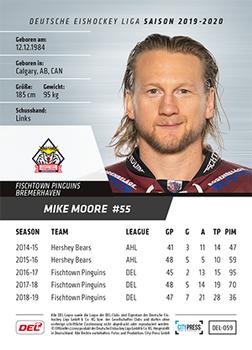 2019-20 Playercards (DEL) #DEL-059 Mike Moore Back