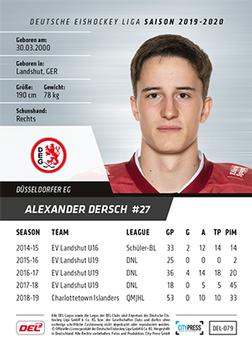 2019-20 Playercards (DEL) #DEL-079 Alexander Dersch Back