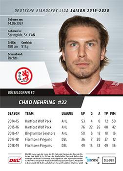 2019-20 Playercards (DEL) #DEL-098 Chad Nehring Back