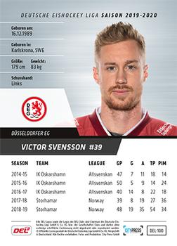 2019-20 Playercards (DEL) #DEL-100 Victor Svensson Back