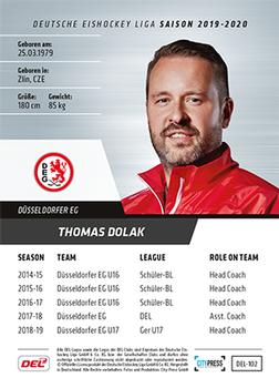 2019-20 Playercards (DEL) #DEL-102 Thomas Dolak Back