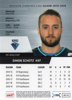 2019-20 Playercards (DEL) #DEL-112 Simon Schutz Back