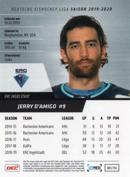 2019-20 Playercards (DEL) #DEL-113 Jerry D'Amigo Back