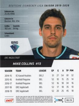 2019-20 Playercards (DEL) #DEL-114 Mike Collins Back