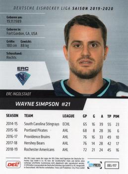 2019-20 Playercards (DEL) #DEL-117 Wayne Simpson Back