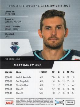 2019-20 Playercards (DEL) #DEL-118 Matt Bailey Back