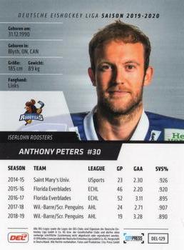 2019-20 Playercards (DEL) #DEL-129 Anthony Peters Back