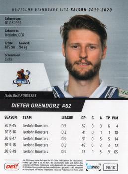 2019-20 Playercards (DEL) #DEL-137 Dieter Orendorz Back