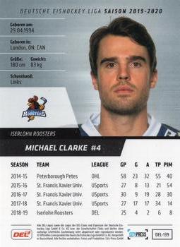 2019-20 Playercards (DEL) #DEL-139 Michael Clarke Back