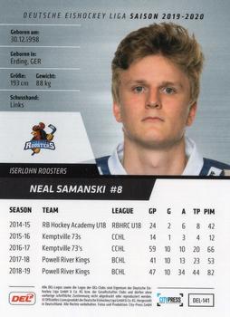 2019-20 Playercards (DEL) #DEL-141 Neal Samanski Back