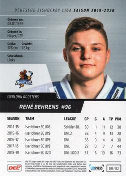 2019-20 Playercards (DEL) #DEL-152 Rene Behrens Back