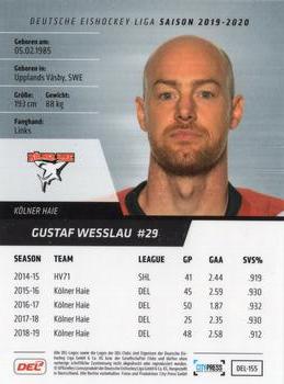 2019-20 Playercards (DEL) #DEL-155 Gustaf Wesslau Back