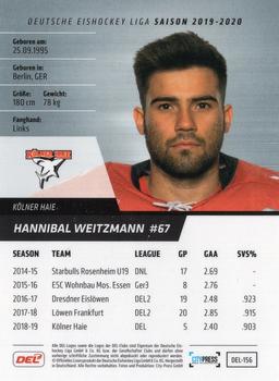 2019-20 Playercards (DEL) #DEL-156 Hannibal Weitzmann Back