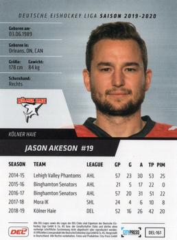 2019-20 Playercards (DEL) #DEL-161 Jason Akeson Back
