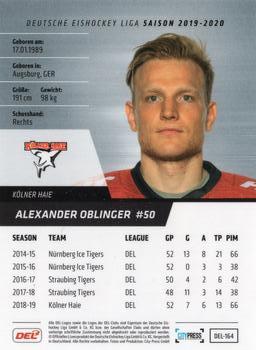 2019-20 Playercards (DEL) #DEL-164 Alexander Oblinger Back