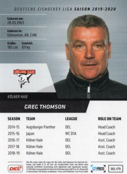 2019-20 Playercards (DEL) #DEL-179 Greg Thomson Back
