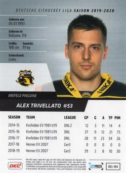 2019-20 Playercards (DEL) #DEL-184 Alex Trivellato Back