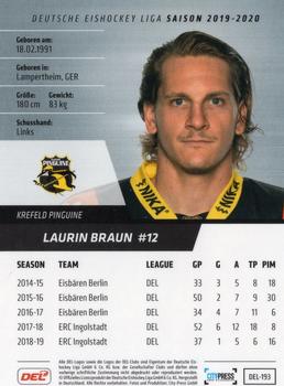 2019-20 Playercards (DEL) #DEL-193 Laurin Braun Back
