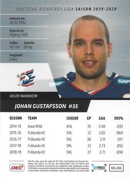 2019-20 Playercards (DEL) #DEL-206 Johan Gustafsson Back