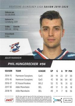 2019-20 Playercards (DEL) #DEL-228 Phil Hungerecker Back