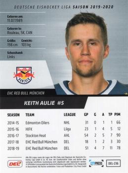 2019-20 Playercards (DEL) #DEL-236 Keith Aulie Back