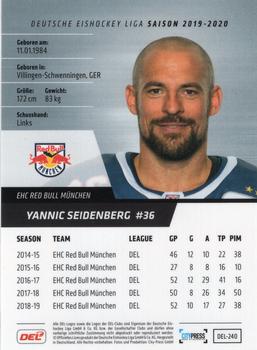 2019-20 Playercards (DEL) #DEL-240 Yannick Seidenberg Back