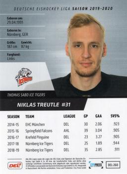 2019-20 Playercards (DEL) #DEL-260 Niklas Treutle Back