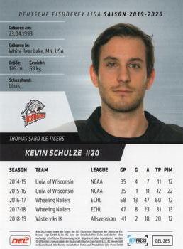 2019-20 Playercards (DEL) #DEL-265 Kevin Schulze Back