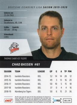 2019-20 Playercards (DEL) #DEL-278 Chad Bassen Back