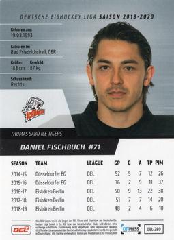 2019-20 Playercards (DEL) #DEL-280 Daniel Fischbuch Back
