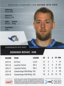 2019-20 Playercards (DEL) #DEL-296 Dominik Bohac Back