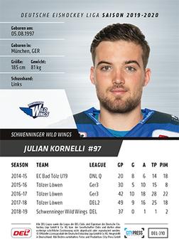 2019-20 Playercards (DEL) #DEL-310 Julian Kornelli Back