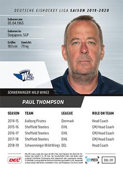 2019-20 Playercards (DEL) #DEL-311 Paul Thompson Back