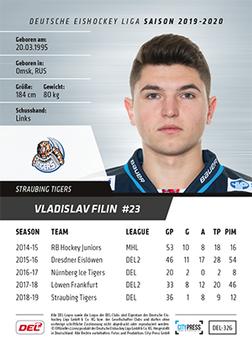 2019-20 Playercards (DEL) #DEL-326 Vladislav Filin Back