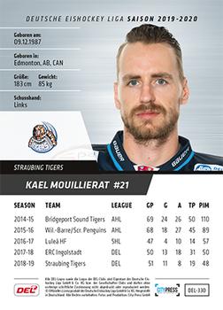 2019-20 Playercards (DEL) #DEL-330 Kael Mouillierat Back