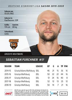 2019-20 Playercards (DEL) #DEL-351 Sebastian Furchner Back