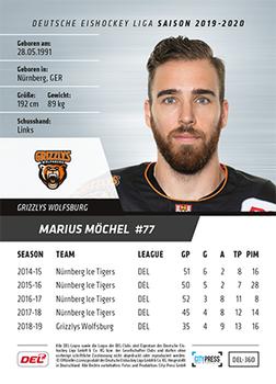 2019-20 Playercards (DEL) #DEL-360 Marius Möchel Back