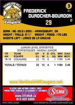 2019-20 Sylmar Auto Ville Vankleek Hill Cougars #3 Frederick Durocher-Bourdon Back