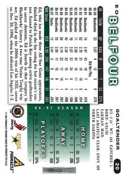 1997-98 Score - Dallas Stars Score Sheet #20 Ed Belfour Back
