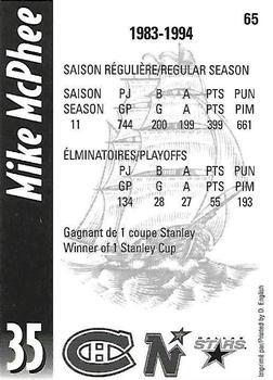 2009 Molson Export Montreal Canadiens Alumni #65 Mike McPhee Back